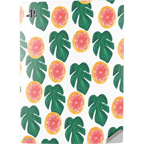 Bouffants and Broken Hearts Tropical Leaves and Citrus PS5 Digital Edition Console Skin